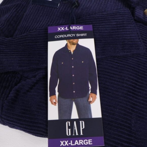 Gap Shirt Mens XXL Eclipse Blue Corduroy Button Up Long Sleeve New - Picture 5 of 7